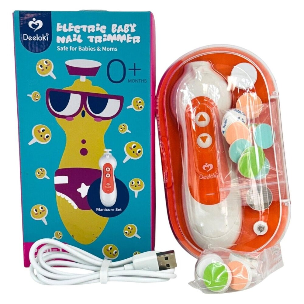 Deeloki Electric Baby Nail Trimmer 6-in-1 Kit with Pads Portable Safe BPA-Free